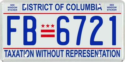 DC license plate FB6721