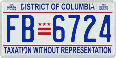 DC license plate FB6724