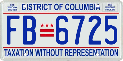 DC license plate FB6725