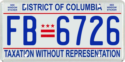 DC license plate FB6726