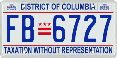 DC license plate FB6727