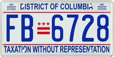 DC license plate FB6728