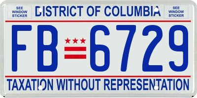 DC license plate FB6729