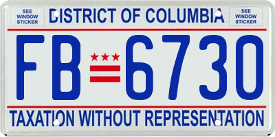 DC license plate FB6730