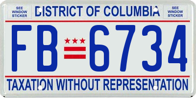 DC license plate FB6734