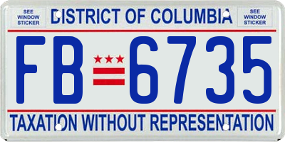 DC license plate FB6735