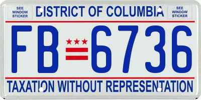 DC license plate FB6736