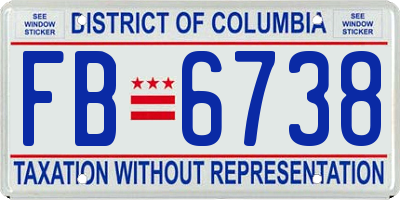 DC license plate FB6738