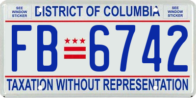 DC license plate FB6742