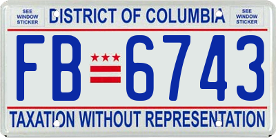 DC license plate FB6743