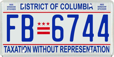 DC license plate FB6744