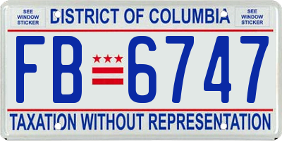 DC license plate FB6747