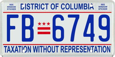 DC license plate FB6749