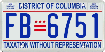 DC license plate FB6751