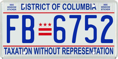 DC license plate FB6752