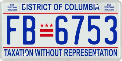 DC license plate FB6753