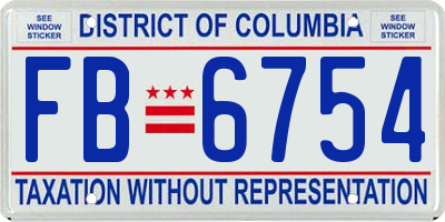 DC license plate FB6754