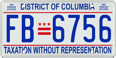 DC license plate FB6756