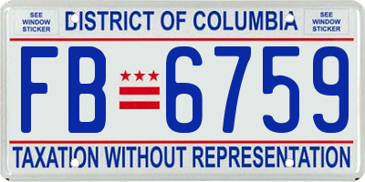 DC license plate FB6759