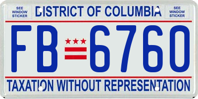 DC license plate FB6760