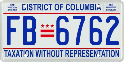 DC license plate FB6762