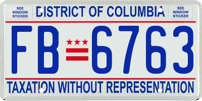 DC license plate FB6763