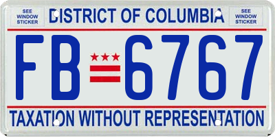 DC license plate FB6767