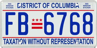 DC license plate FB6768