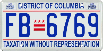 DC license plate FB6769