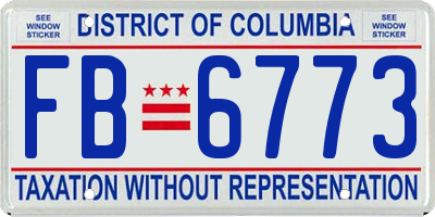 DC license plate FB6773