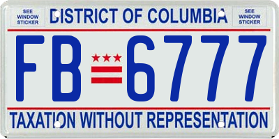 DC license plate FB6777