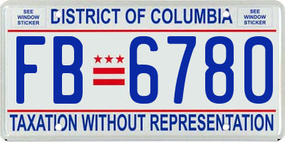 DC license plate FB6780