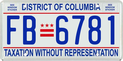 DC license plate FB6781