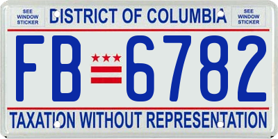 DC license plate FB6782