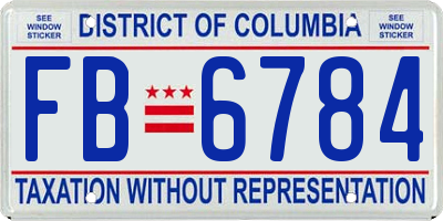 DC license plate FB6784