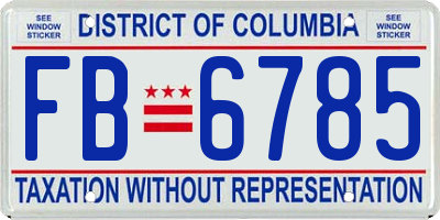 DC license plate FB6785