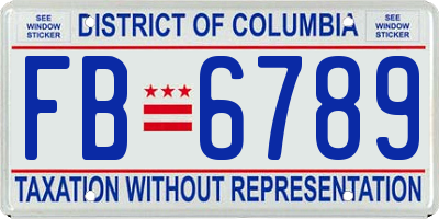 DC license plate FB6789