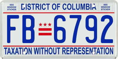 DC license plate FB6792