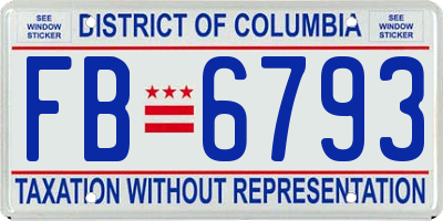 DC license plate FB6793