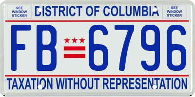 DC license plate FB6796