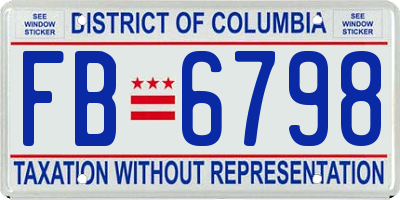 DC license plate FB6798