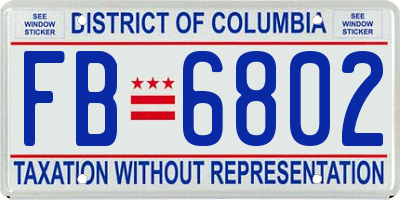 DC license plate FB6802