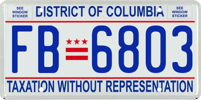 DC license plate FB6803