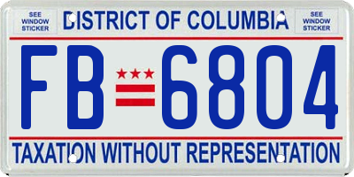 DC license plate FB6804