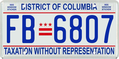 DC license plate FB6807