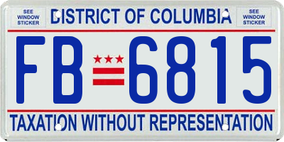 DC license plate FB6815