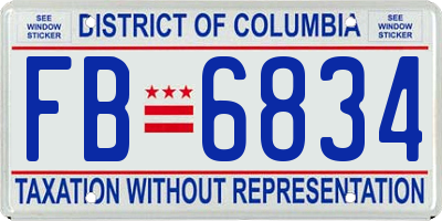 DC license plate FB6834