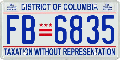 DC license plate FB6835