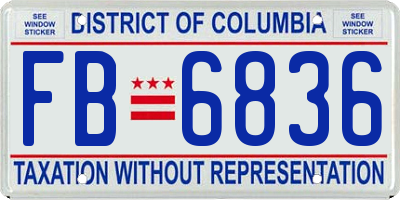 DC license plate FB6836