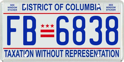 DC license plate FB6838